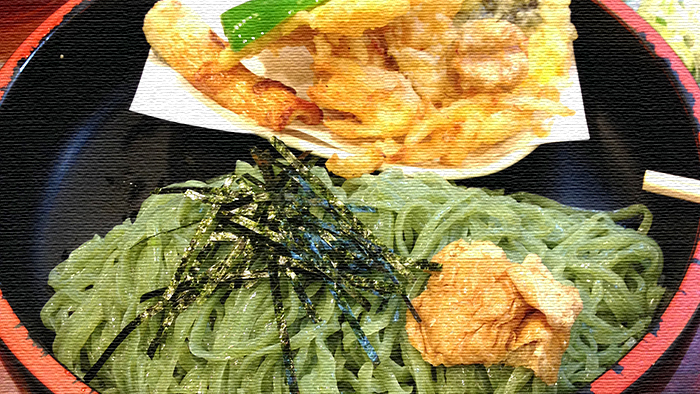 立石『手打ちうどん むぎや』器が寿司桶!圧巻の笹切りうどん