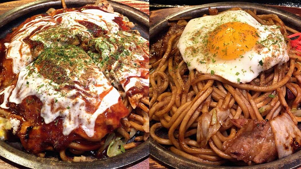 ぼてぢゅう発祥のモダン焼きと大阪月見焼きそばが旨い！（関西空港）