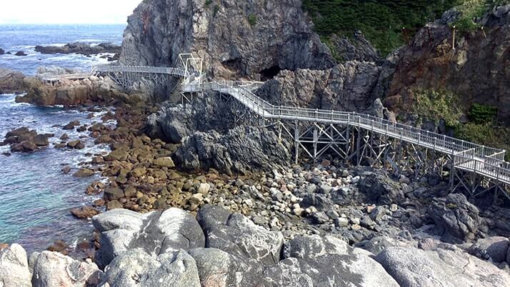 赤崎遊歩道|神津島一押しの岸壁に設置された美しい木製遊歩道