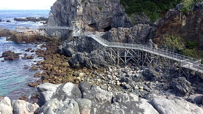 赤崎遊歩道｜神津島一押しの岸壁に設置された美しい木製遊歩道