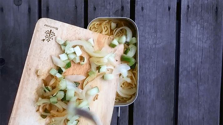 メスティンでミートボールパスタ!コンビニミートボールで簡単に メスティンでミートボールパスタ!コンビニミートボールで簡単に