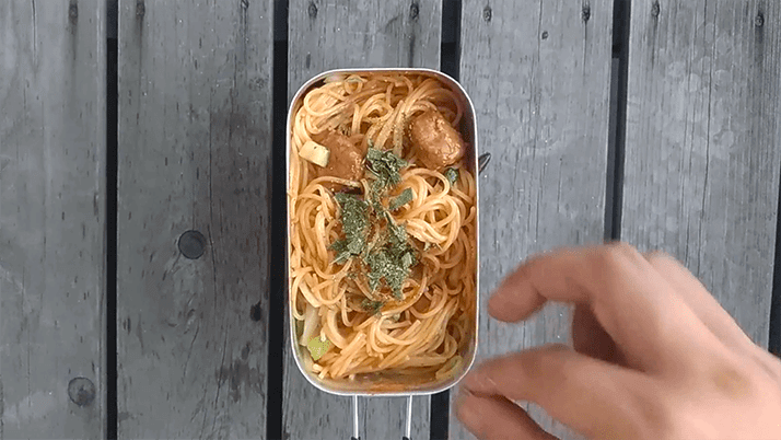 メスティンでミートボールパスタ!コンビニミートボールで簡単に メスティンでミートボールパスタ!コンビニミートボールで簡単に