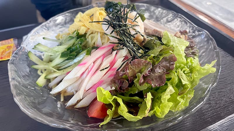 食事処さわでこの日に注文した野菜たっぷりの冷やし中華